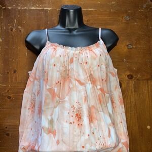 Worthington Apricot Floral Sleeveless Spaghetti Strap Top